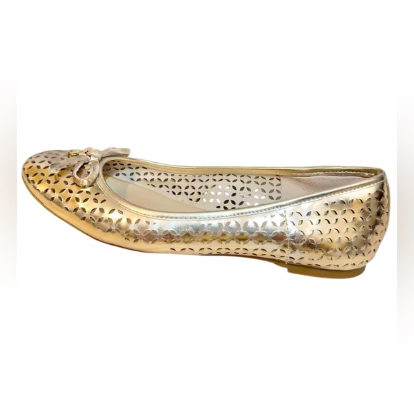 Michael KORS Olivia perforated GOLD ballet flats women’s shoes size 9 - Picture 10 of 17